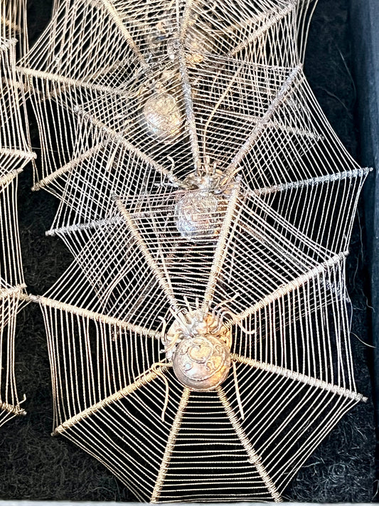 Sterling Silver Chinese Victorian Spider in Web