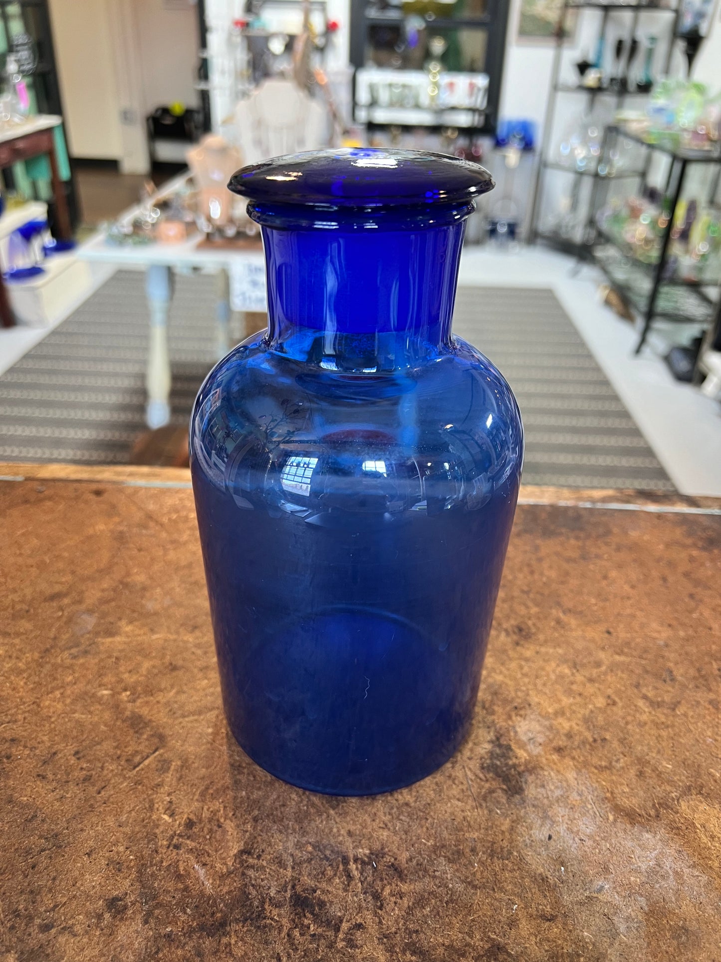 Vintage Antique Cobalt Blue Apothecary Jar with Stopper