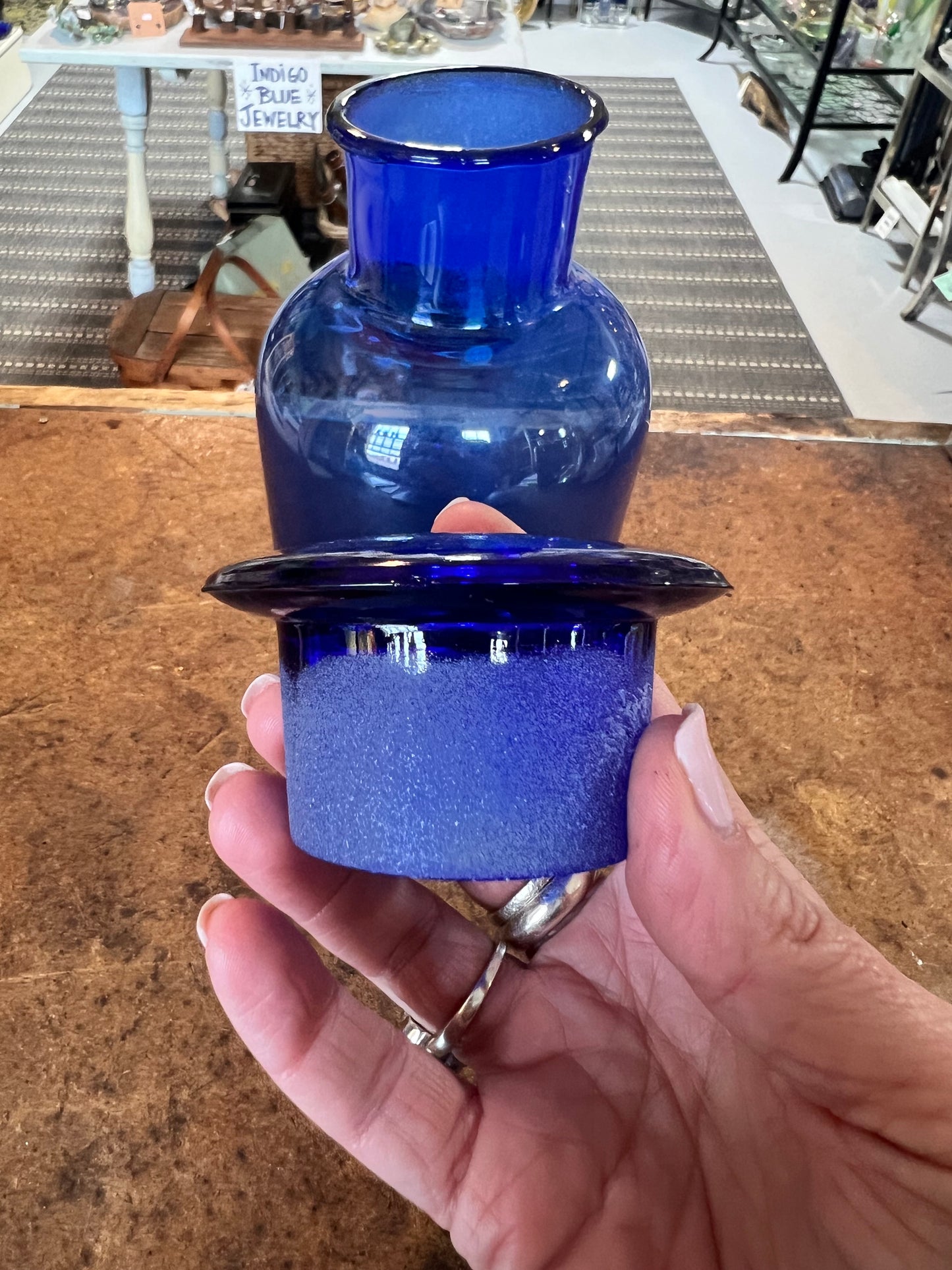 Vintage Antique Cobalt Blue Apothecary Jar with Stopper